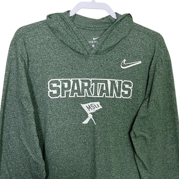 Nike MSU Spartans Hoodie XL Green Sweatshirt Michigan State Lightweight Pullover - Picture 4 of 9